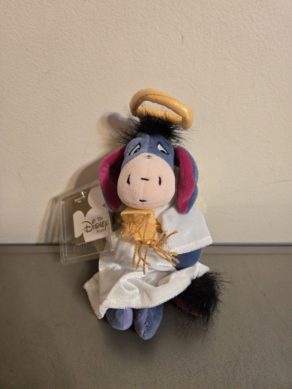 Vintage 2000 Disney Store Choir Angel Eeyore 9” Bean Bag Plush - NWT